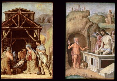 The Adoration of the Shepherds, and The Dead Christ by Ercole de Roberti